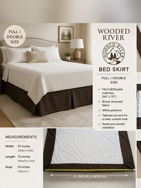 Full/Double Brown Bed Skirt with White Platform